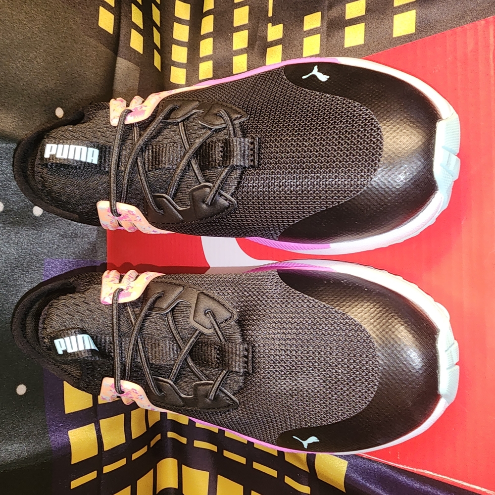 Puma Black Sneakers with Colorful Accents